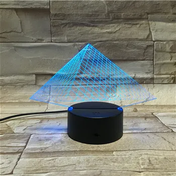 Hodiny Base 3D Farebné Nabíjateľná Pyramídy Model LED Nočné Svetlo z LED Náladu Svietidlo pre Deti, Hračky alebo Darčeky Office Svetlo