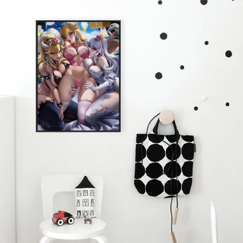 Wall Art Plátno Bowsette Nohavičky Sexy Anime Tapety Plagáty Vytlačí Maľba Olej Obrazov Na Stenu Obývacia Izba Domova Umelecké Diela