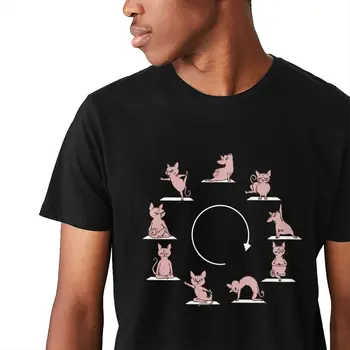 Muž Sphynx Mačka Jogy T Shirt Posilňovni Relax Cartoon Cvičenie Zvierat Mäkké 2019 Kolo Krku Vintage T Tričko