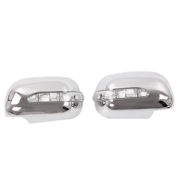 Pre Toyota Hilux Vigo 2005-2011 Silver Chrome Spätné Bočné Dvere Zrkadlo Pokrytie Spp s LED Zase Signálneho Svetla na Čítanie
