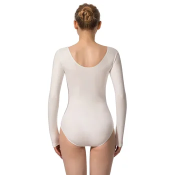 Dospelých Balet Dance Trikot pre Ženy Kombinézach Gymnastika Obleky Dlhý Rukáv Biele Tím Základné Tanečné nosiť