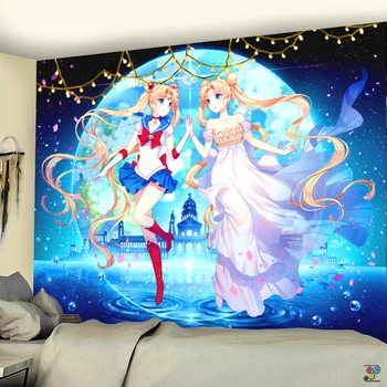 Krásne dievča anime gobelín psychedelic chlapci a dievčatá posteľou visí pláž uterák ubytovni jogy deka Nový Rok dekorácie
