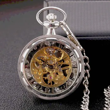 8933Silver kolesa flip cover mechanické tvorivé veľké vreckové hodinky Tvorivé retro darček hodnota nádherné