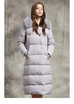 Zimné nové módne značky 90% biela hus nadol bunda ženské veľké prírodné fox kožušiny golier s kapucňou teple hus nadol kabát wq409