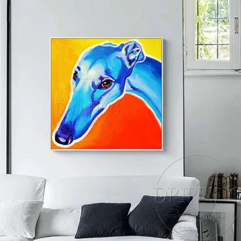 Maliar Tím Veľkoobchod Ručne maľované Psa olejomaľba Ručné Greyhound Maľby Nástenné Art Decor Greyhound Psa Hlavu olejomaľba