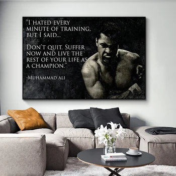 Muhammad Ali Motivačný Citát Wall Art Obrazy na Plátne Maľovanie a Nordic Plagáty Vytlačí Inšpiratívne Šport Domova