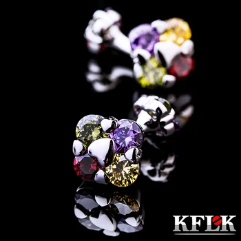 KFLK šperky, módne značky košele, manžetové gombíky multicolor crystal cufflink luxusné svadobné tlačidlo muž vysokej kvality hostí