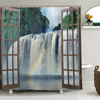 3D Tlač Sprchový Záves Tolofofo Padá Raj Závesy pre Kúpeľňa Nepremokavé Krajiny Vodopád Vaňa Opony