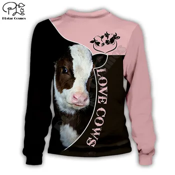 Láska kravy legrační zviera 3d celého Vytlačené Unisex hoodies Harajuku Módne Bežné Mikina s Kapucňou na zips hoodies ženy, pre mužov