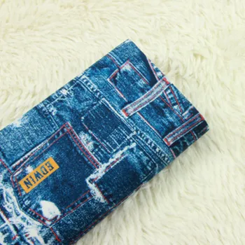 Pol metra Japonský bavlnenej tkaniny s denim odznak tlač, ručné DIY odev tričko šaty handričkou A802