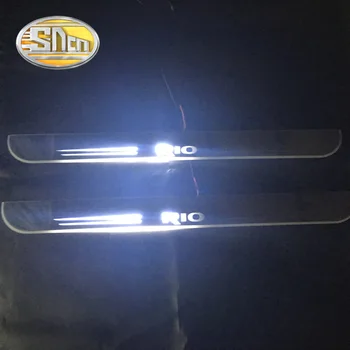 SNCN 4PCS Auto LED Dvere, Parapetné Pre Kia Rio K2 2016 2017 2018 Ultra-tenké Akryl Dynamické LED Vitajte Svetlo Šúchať Doska Pedál