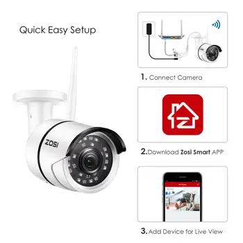 ZOSI Bezdrôtové Bezpečnostné IP Kamera,1080p Full HD Venkovní Vodeodolný WiFi IP Dohľadu nad Bullet Kamera, Detekcia Pohybu Alarm