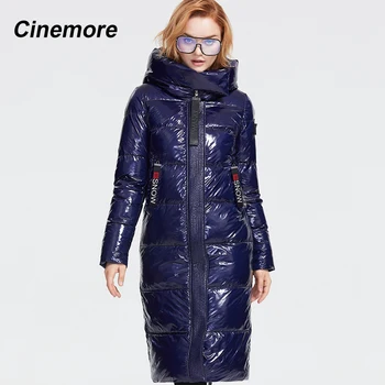 CINEMORE 2020 Zimné nová kolekcia nadol bunda ženy tmavej farby, hustej bavlna vrchné oblečenie vysokej kvality dlho teplý zimný kabát A005