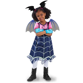 2 KS Vampirina Cosplay Šaty S Bat Krídla pokrývku hlavy Cartoon Nové Dievčatá Šaty, Kostým Halloween Party Upírie Dievča Oblečenie
