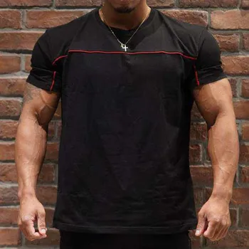 2020 Nové Bavlnené Tričko Mužov Priedušná T-Shirt Homme Telocvične T shirt Mužov Fitness Lete Tlač Telocvične Tesný Top Čierna Sivá