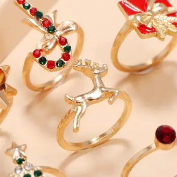 DIEZI Vianočný Darček Vintage Koleno Spoločné Krúžky, Sada Pre Ženy, Dámy, Dievčatá, Drahokamu Uzol Stromu Jeleň Prst Prstene, Šperky
