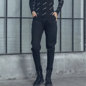 XUXI Jeseň Zima 2020 Ženy Ceruzkou Nohavice Tenké A Bežné Plus Velvet Zahusťovanie Black Fashion Šitie Nohavice FZ3375