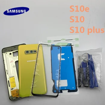 Pôvodné Samsung Galaxy S10E s rezacím zariadením S10+Plus Plný Bývanie Prípade Zadný Kryt Predné Krycie Sklo Objektívu+Stredný Rám Kompletný Časti