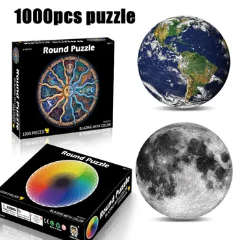 1000pcs Kolo Ball Puzzle Geometrické Zeme Mesiac Sky obrazová Skladačka Rainbow Dospelých, Deti Puzzle Ploché Vzdelávacie Znížiť Stres Hračky