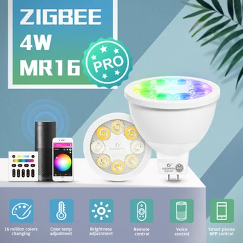 GLEDOPTO RGB+SCS MR16 Smart Pozornosti Žiarovka 4W ZigBee 3.0 APP/Hlas/RF Diaľkové Ovládanie Práce S Alexa Echo Plus SmartThings