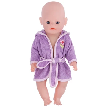 Baby Doll Oblečenie Fialová Nightgown Župan Bábika Župany fit 46-43 cm Baby Doll Oblečenie Bábiky Príslušenstvo 435