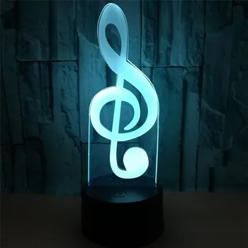 3D lampa Hudobné Poznámka: Visual Svetlo LED, 3D Nočné Svetlo 7 Farieb Zmeniť Tvorivé Nočná Lampa pre Deti Spálňa Domova Vianočný Darček