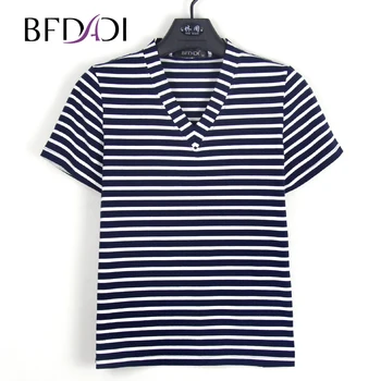 BFDADI 2020 Nové Pruhované Tričko Bežné Krátke Rukáv V Krku Voľné T-Shirt Pre Ženy, Dievčatá Plus veľkosť Z-1802