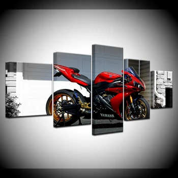 Plátno na Stenu Umenie HD Vytlačený Plagát Modulárneho Rámu Moderný Motocykel Obrázok 5 Kusov Preteky Moto Lakovanie Domova Pre Obývacia Izba