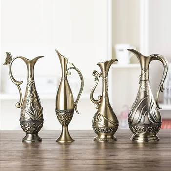Kreatívne váza retro páva kovové zliatiny zlata/bronz/striebristé malé vázy dekor remesiel fľaša domáce dekorácie príslušenstvo