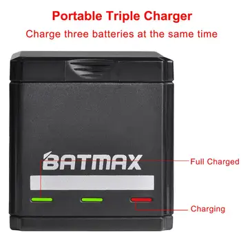 Batmax 2ks 1680mAh Batériu pre GoPro Hero 8 Li-ion Batéria Hrdina 8 Black Akku Príslušenstvo + USB Triple Nabíjačku so Typu C Port
