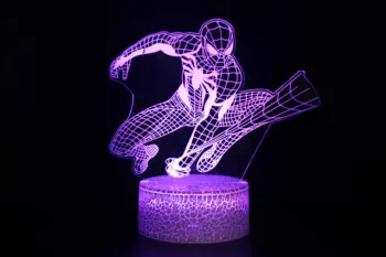 Marvel Avengers Spider Man, Akčný Obrázok 3D LED Lampa Farebné Nočného Spider-man Model Hračky pre Deti Nový rok Vianočný Darček
