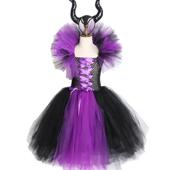 Maleficent Zlá Kráľovná Driemajúci Čarodejnice Šaty 2020 Dievčatá Halloween Cosplay Party Šaty Kostým Čarodejnica Pre Deti Tutu Šaty