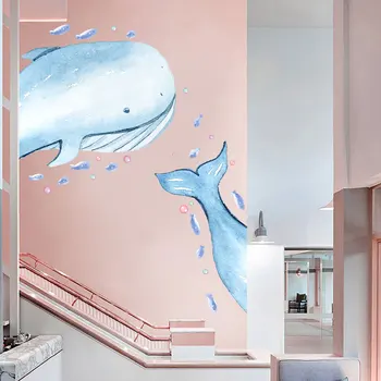 Dolphin Ryby Akvarijné Tichom Samolepky na Stenu Pre Deti Izby, Kuchyňa, Kúpeľňa Domova Cartoon Zvieratá Obtlačky PVC Nástenné Art