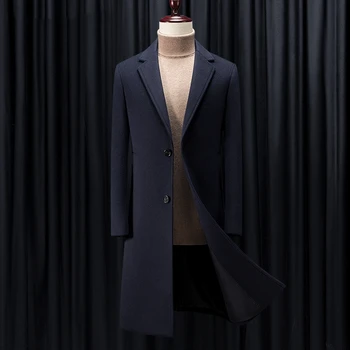 - SHAN-BAO čierna, šedá, tmavo modrá luxusné high-kvalitné značky vlny kabát zimný hrubé a teplej podnikanie mužov gentleman, štíhly, dlhý kabát
