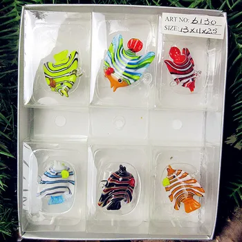 6pcs ručne vyrobené murano skla tropické ryby figúrky akváriu dekorácie prívesok, miniatúrne sklenené Morské Živočíchy Visí sochy