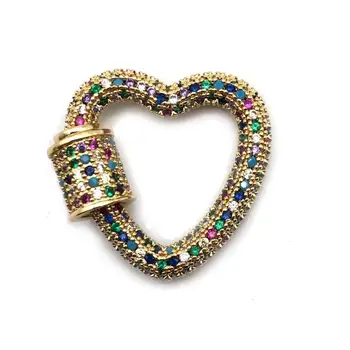 Peixin nové DIY farebné broskyňa srdce luxusné zirkón ručné špirála pracky prívesok výrobu vysoko príslušenstvo šperky