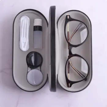 Creative Dual Používať Okuliare Prípade Ručné Dvojvrstvové Box, Multi-účel Kontaktné Šošovky Políčok Pre Mužov, Ženy Unisex