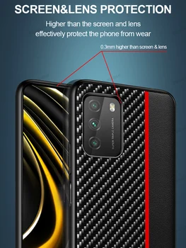 Pre Xiao POCO M3 X3 NFC Prípade Uhlíkových Vlákien PU Kožené Shockproof ochranný Kryt Pre Xiao Pocophone M3 Mi 10 TON Pro Späť Prípade