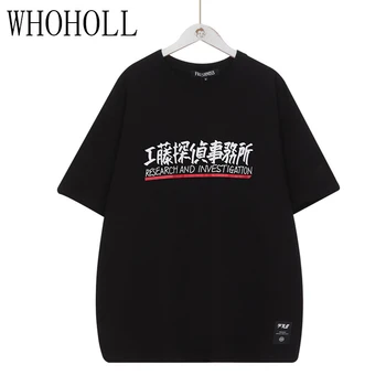 Hip Hop, Street Bf Harajuku T-shirts Detective Conan Mouri Kogorou Tlač-Krátke rukávy T-shirt dámske Voľné Biele Šaty Hore