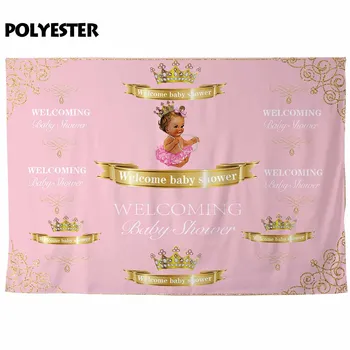 Allenjoy photophone pozadia baby sprcha malá princezná dievča, ružová, zlatá koruna strany prostredí photobooth textílie vinyl