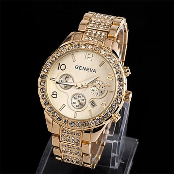 Dámske Hodinky Geneva Klasické Luxusné Drahokamu Sledovať Ženy Hodinky Módne Dámy Zlato, Hodinky, Hodiny Reloj Mujer Montre Femme