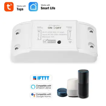 Tuya Inteligentný Život APP WiFi + RF 433Mhz DIY Relé Modul Časovača Domovská stránka Google, Amazon Alexa 110V 220V 10A PRE Prepínanie Svetlo, VENTILÁTOR