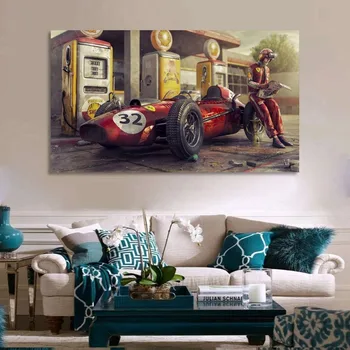 Maliarske plátno Historických vozidiel Plagáty Ferraris Klasické Závodné Auto 3D Kresby Wall Art Obrázok Vytlačí Cuadros Decoracion Dormitorio