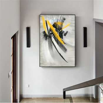Abstrakt Žltá Pierko olejomalieb Tlač na Plátno Umenie Plagáty a Vytlačí Moderného Graffiti Art obrazov na Stenu Domova Cuadro