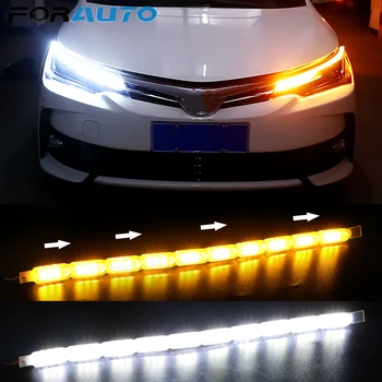 FORAUTO 2ks/set LED Denné Bežecké Pásy Svetla DRL Auto Crystal Oči Prietok smerovku Deň Lampa Flexibilné Svetlometov