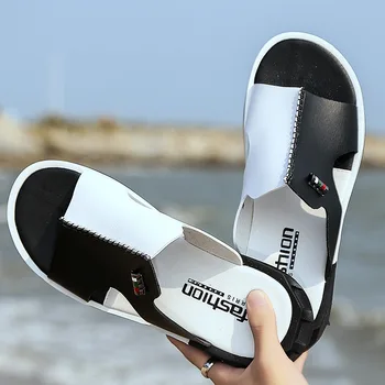 Pánske Letné Sandále Originálne Kožené Pohodlné Slip-on Ležérne Módne Sandále Mužov Papuče Zapatillas Hombregh4