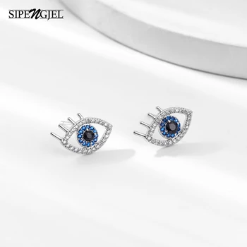 Móda Mozaiky Kubický Zirkón Blue Eye Náušnice Kvalitné oko Stud Náušnice Pre Woemn Svadobné Šperky Darček 2020