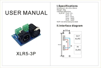 3pin Terminálový Adaptér Konektor 3P na XLR5 Prevodníky Doska Použité pre DMX512 Radič