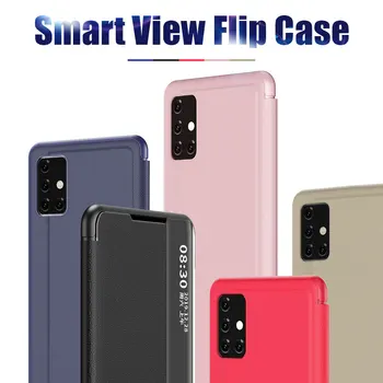 Luxusné Kožené Smart Mirror Flip Telefón Puzdro Pre Samsung S20 S10 S9 S8 Plus Poznámka 20 UItra 10 Pro 8 9 A51 A71 A50 A70 View Cover