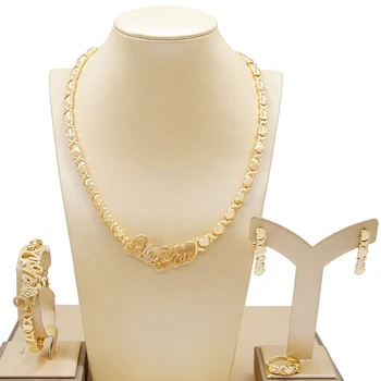 Nový Príchod Svadobné Šperky Nastaviť Náhrdelník XO Srdce Zlatá Farba Crystal Nigérijský Afriky Korálky Šperky Sady Darčeky Pre Ženy